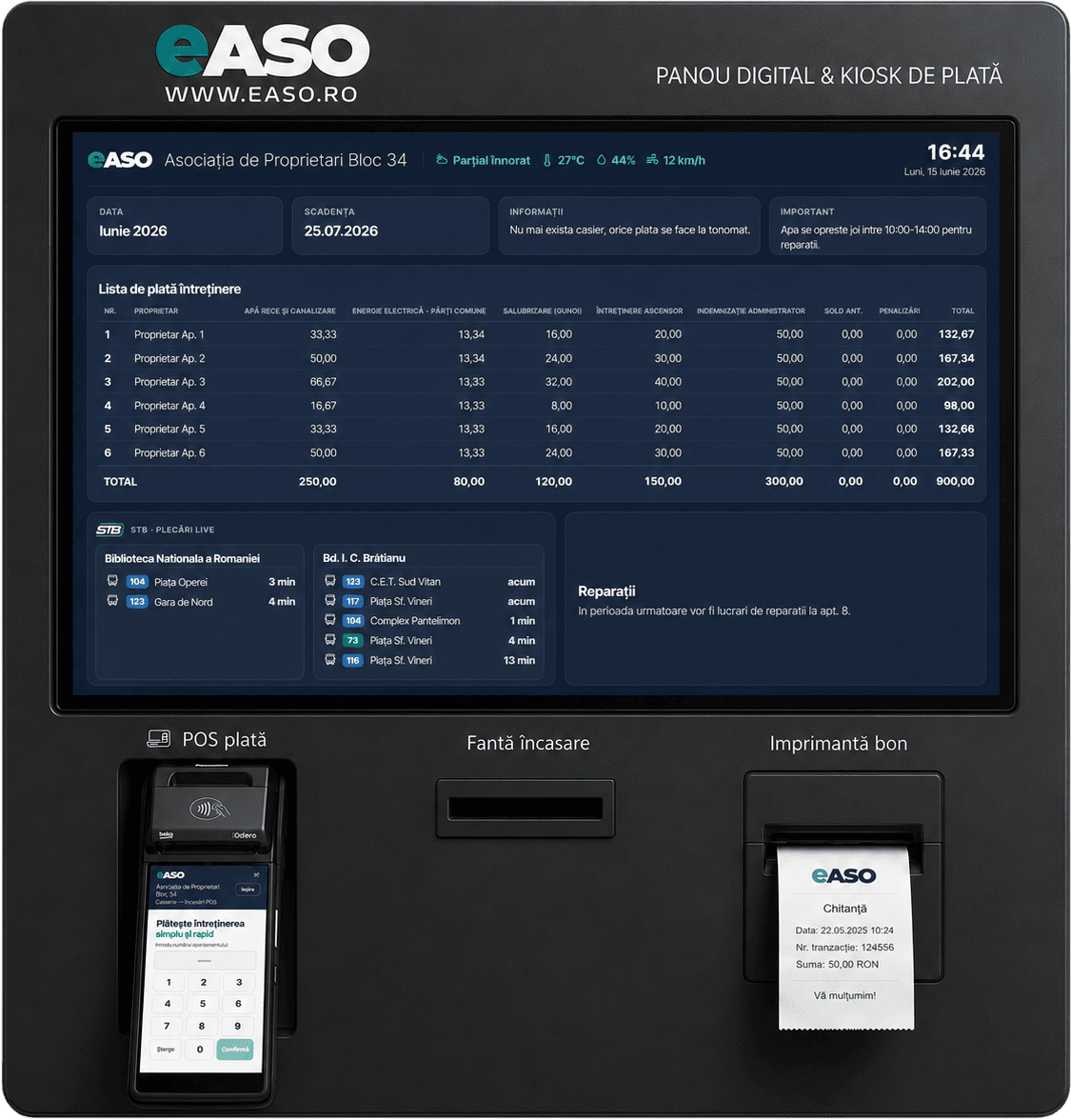 easo — panou digital & kiosk de plată